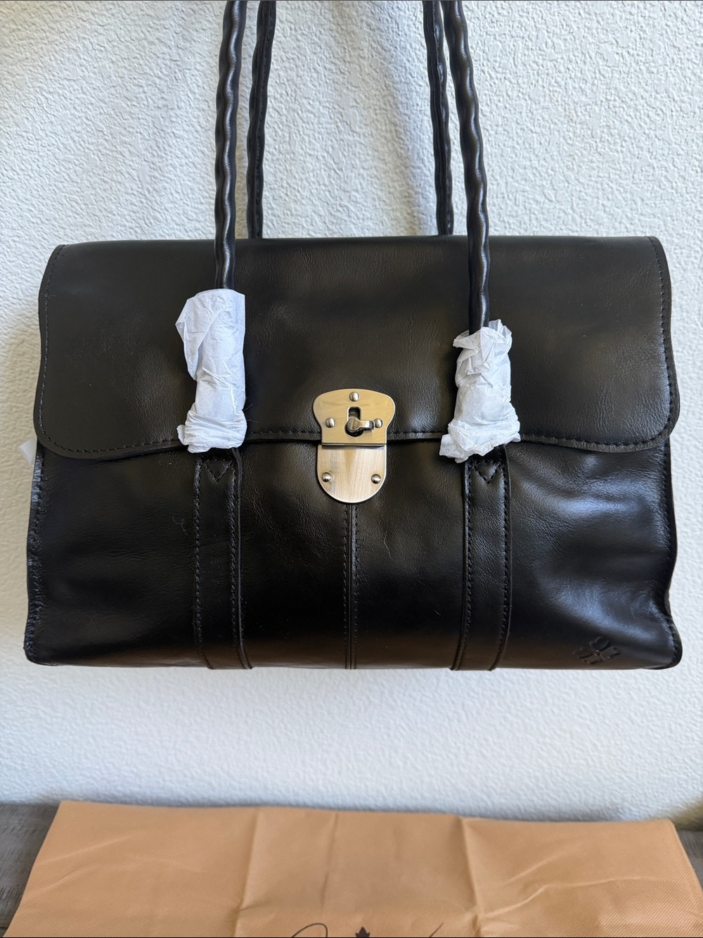 Patricia Nash Vienna Medium Leather Twist-Lock Satchel Bag NWT